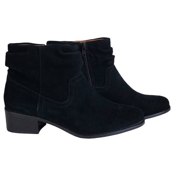 New Vionic kanela womens weather resistant suede block heel ankle bootie black - Picture 5 of 16